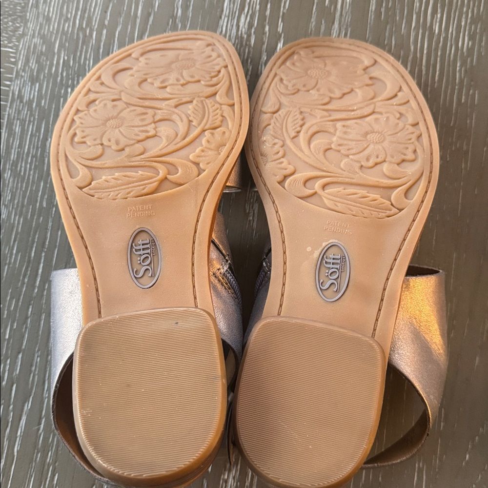 Sofft Gray Pewter Leather Women's Sandals Open Toe Zip Closure Comfy Shoes 7.5 - Picture 8 of 12
